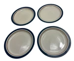Of 4 Finesse Tralee Japanese Stoneware Plates Blue Rim 10-INCH Oven Safe. Fixed Price $39.00.