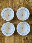 Vintage Arcopal Glenwood Blue White Floral Glass Set Of 4 Soup Cereal Bowls. Fixed Price $22.00.