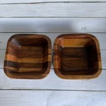 Set Of The Cellar Macy Wood Bowls Square 6.5 X 2.25 Salad Serving Acacia. Fixed Price $19.99.