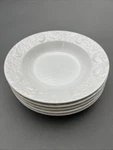 Set Of 5 Gibson Fruit White Embossed Rimmed Pasta Soup Salad Bowl. Fixed Price $16.25.
