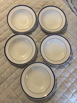 Williams Sonoma Brasserie Blue 9 Rim Soup Bowls / Pasta (set Of 5). Fixed Price $89.90.