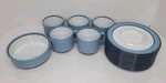 Arita Genesis Blue 5244 Stoneware Saucers, Cups & Cereal Bowl Lot Of 14. Fixed Price $44.99.