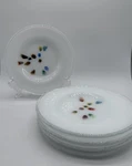 Crate & Barrel Glass 4 Plates Carnivalle" Fused Millefiori Dessert Salad 8.25". Fixed Price $75.00.