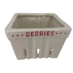 Ceramic Stoneware Creative Co-op Berry Basket White/red Berries 4"X4"X2.75. Fixed Price $9.99.