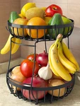 2 Tier Large Fruit Basket For Kitchen Counter With Banana Hangers, Metal Stack. Fixed Price $20.99.