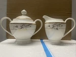 Lorren Home Trends Lorenzo Porcelain Fine Bone China Cream & Sugar Bowl Gold Wht. Fixed Price $59.95.