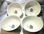 Thompson Pottery Birdhouse Design Set Of 4-SOUP/CEREAL Bowls. Fixed Price $24.00.