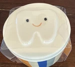 Pillowfort Kids' Ceramic Tooth Lid & Striped Jar Small Container 3" X 2". Fixed Price $11.95.