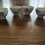 Matceramica Portugal Blue Red Rim Bowls Set Of 4 Stoneware Tiny Small Soup M2A22. Fixed Price $27.99.