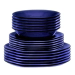Duralex Lys Tempered Glass Dinnerware Set, 18-PIECES Dark Blue. Fixed Price $199.99.