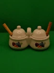 Houston Harvest 2096FY04 Ceramic Jam Jelly Server Set Handle W/ Spoons. Fixed Price $14.99.