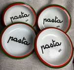 Baldelli Italia 7 1/4" Individual Round Pasta Bowls Set Of Red Green White. Fixed Price $26.99.