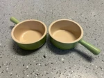 Of 2 (two) Le Creuset Stoneware French Onion Soup Bowls Green - / Unused. Fixed Price $89.99.