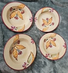 (set Of 4) Home Italian Made Wild Berries Leaves Red Pasta Cereal Bowls. Fixed Price $49.99.