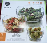 Libbey Serve It Glass Nesting Bowl Set 3 Pack New Box. Fixed Price $9.89.