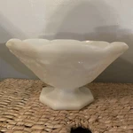 Vintage Anchor Hocking Milk Glass Pedestal Fruit Bowl Grape & Leaf Design Large. Fixed Price $8.52.