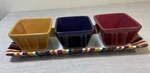 Pampered Chef Simple Additions Striped Tray Dip Bowls Platter Dishes Purple. Fixed Price $36.00.