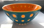 Guzzini Le Murrine Large Bowl Turquise Blue/orange 9.75". Fixed Price $32.00.