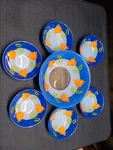 Arcoroc France, Dish Set Of Matys Pattern Blue Large Serving Bowl, Kitchen. Fixed Price $180.00.