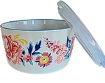 Pioneer Woman 7" Dia. Stoneware Food Storage Container W/lid Keepsake Floral. Fixed Price $36.00.