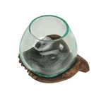 Zeckos Blown Molten Glass Carved Wood Hands Decorative Bowl. Fixed Price $39.99.
