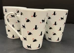 Set 3 Konitz Germany Cat Coffee Mugs Black & Red Yarn Porcelain Cups. Fixed Price $36.99.