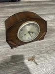 Vtg Haller Foreign Unique Details Art Deco Oak Antique Mantel Clock W/ Key Wood. Fixed Price $56.24.
