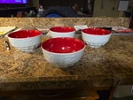 Coca-cola Embossed Set Of 4 Ceramic Soup/cereal Bowls By Gibson Fluted Base 5.5". Fixed Price $40.00.