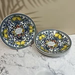 Set Of 4 Ceramiche Italia 9" Pasta Bowls, Floral And Lemon Design. Fixed Price $58.00.