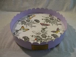 Mackenzie Childs Butterfly Toile Metal Tray 11.75". Fixed Price $98.00.