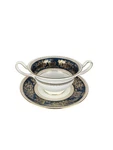 Wedgwood Columbia Blue & Gold Cream Soup Bowl And Saucer Set R4509. Fixed Price $29.97.
