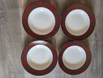 Bombay Tartan Red Plaid Soup Bowls Set Of 4 9" Diameter Dinnerware. Fixed Price $25.00.
