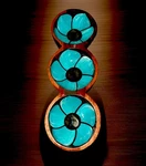 Handcrafted, Painted, Wooden, 3-TRINKET Bowl -blue Floral Design Mexican. Fixed Price $35.00.