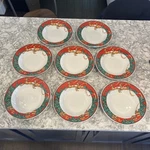 Rare Vintage Set Of Misono Christmas Fantasy 8.75" Soup Salad Bowls 8724. Fixed Price $55.00.