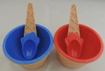 Set Of 2 Children's Ice Cream Bowls W/spoons Dessert Plastic Cups Party Cone. Fixed Price $9.39.