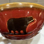 6 Bowl Woodland Home Studio Bears Trees Cabin Mountain Red Soup Cereal. Fixed Price $24.87.