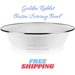 Golden Rabbit Enamelware Basin/ Serving Bowl White Or Red, Brand New No Seconds. Fixed Price $49.95.