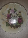 Enesco Japan E1433 Porcelain Bowl W/ Hand Painted Pink Hibiscus Flowers 8" Vtg. Fixed Price $18.00.