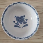 Set Of 4 Vtg Gibson Everyday My Heart Blue Spongeware Floral Cereal Bowls. Fixed Price $16.00.