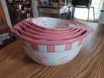 Temp-tations By Tara Old World Pink 5PC Nesting Mixing Bowl Set Fast Shipping!. Fixed Price $105.00.