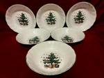 Nikko Happy Holidays Christmas Tree Soup/pasta/cereal Bowls 7 1/2" (set Of 6). Fixed Price $74.95.