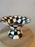 Mackenzie Childs Courtly Check Small Compote Pedestal Footed Bowl Enamel- New. Fixed Price $119.95.