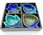Set Of 4 Leaf Shaped Porcelain Asian Sauce Dip Bowls Made Japan Nib. Fixed Price $19.87.