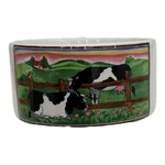 Porcelain Cows Pasture Along Fence Soup Mug Bowl Handle Artmark. Fixed Price $12.99.