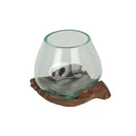 Zeckos Blown Molten Glass Carved Wood Hands Decorative Bowl. Fixed Price $34.99.