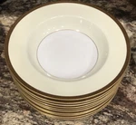 TWO(2) Vintage Noritake Gracewood 4984 Flat Rim Soup Bowls Greek Key Look Unused. Fixed Price $21.00.