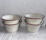 Homer Laughlin Gothic Pattern Custard/boullion/ Fruit Bowls Burgundy Rim (4). Fixed Price $34.99.