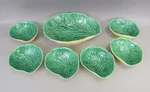 7PC Mid Century Bordallo Pinheiro Cabbage Leaf Serving Bowl Set Majolica. Fixed Price $99.99.