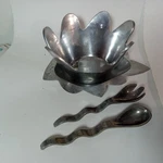 Torre & Tagus Aluminum Fruit Bowl Salad Dish Plate Set Utensils Mcm Beetlejuice. Fixed Price $36.24.