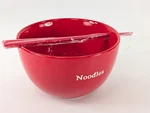 Red Noodle Bowl With Chopsticks. Fixed Price $15.99.